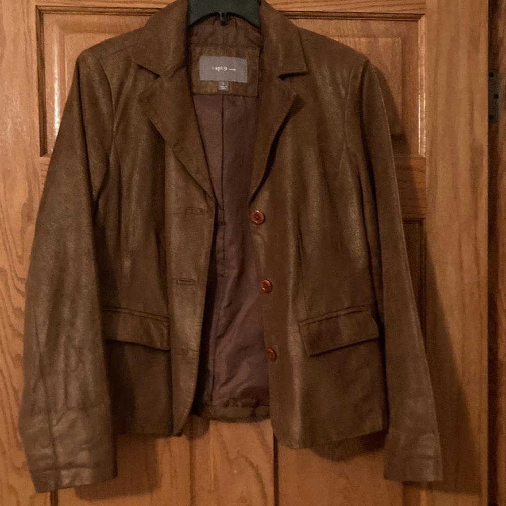 Brown Matillic Women's Blazer vintage Leather Apt 9 - Picture 1 of 5